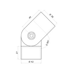 Spojovací oblúk s kĺbom s medzikusmi, ø 42 mm, AISI 304 Spojovací oblúk s kĺbom s medzikusmi, ø 42 mm, AISI 304